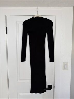 VICI Black Long Sleeve Ribbed Knit Dress